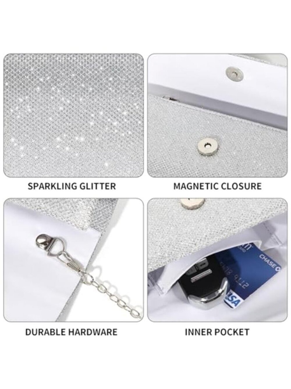lovyoCoCo Evening Bag Clutch Purses for Women Ladies Sparkling Party Handbag - Picture 4 of 7